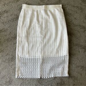 NWT Women's Anne Taylor Textured Woven Lace Skirt size 12 in White